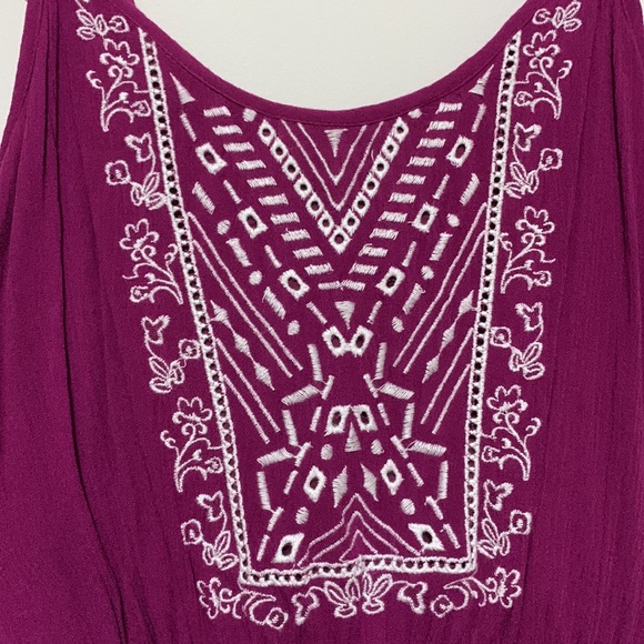 Maxi Dress Color: Purple/Pink with white embroidery,Size: Small,Brand: Mossimo - Picture 3 of 3